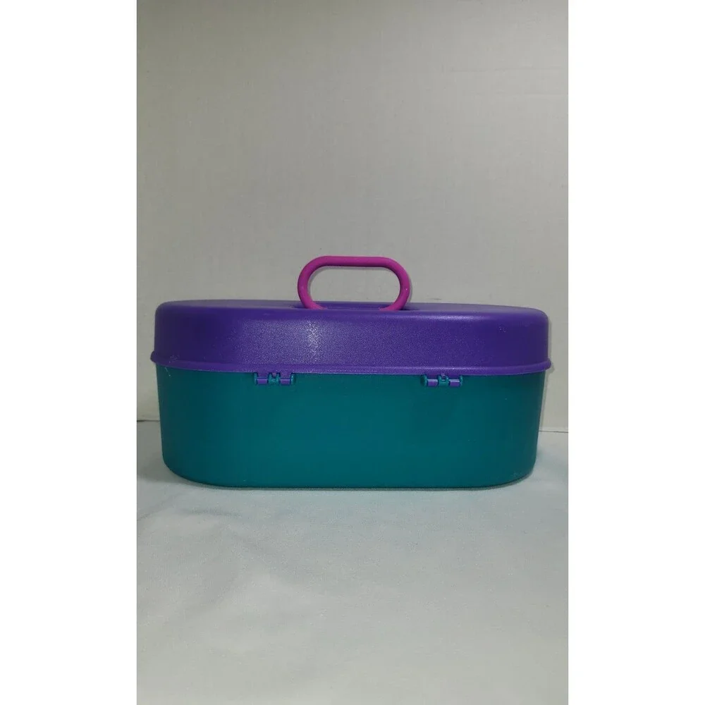 Vintage Jheri Redding II Makeup Case Caboodles Style Purple Teal